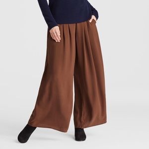 Eileen Fisher Silk Georgette Pants - Nutmeg